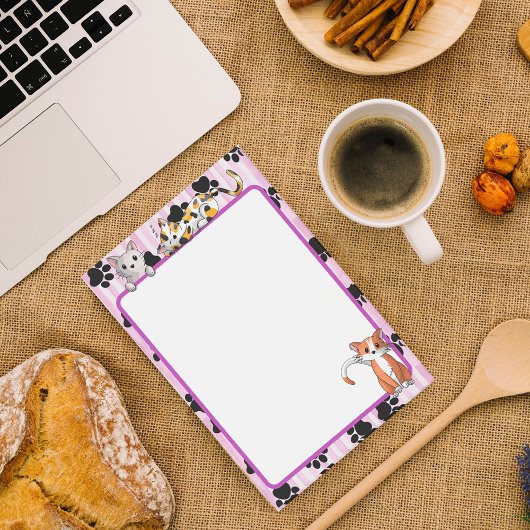 かわいいピンク色の足かわいい子猫4" x 6" ポストイット