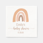 かわいいピンク茶色ぼほ虹の赤ちゃん女の子シャワー スタンダードカクテルナプキン (正面)