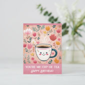 かわいいピンク誕生日あなたはMy Cup of Tea ポストカード (スタンド正面)