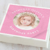 かわいいピンク誕生日フォトプリンセスカスタム スタンダードカクテルナプキン