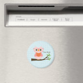 かわいいピンク読フクロウ マグネット (インサイチュ (食洗機))