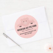 かわいいピンク豚かわいい農畜産物業 ラウンドシール (封筒)