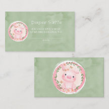 かわいいピンク豚の緑のリースおむつラッフル