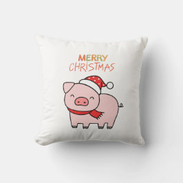 かわいいピンク豚メリークリスマス クッション