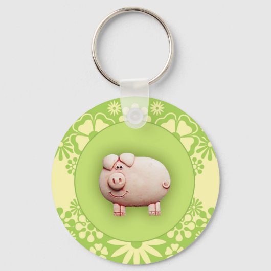 かわいいピンク豚 キーホルダー (正面)