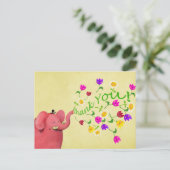 かわいいピンク象ありがとう ポストカード (スタンド正面)