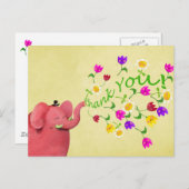 かわいいピンク象ありがとう ポストカード (正面/裏面)