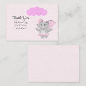 かわいいピンク象のサンキューカード ノートカード (正面/裏面)