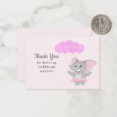 かわいいピンク象のサンキューカード ノートカード (正面/裏面インサイチュ)