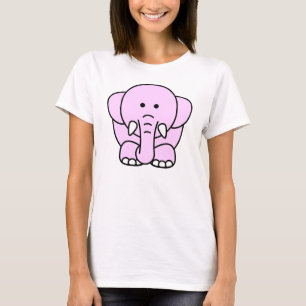 かわいいピンク象の前部Tシャツ Tシャツ