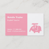 かわいいピンク象の卒業生ハット先生事業 コーリングカード (裏面)