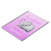 かわいいピンク象の女の子のベビーシャワーのゲストブック ノートブック (左側)