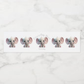 かわいいピンク象の女の子の赤ちゃんシャワー ペットボトルラベル (シングルラベル)