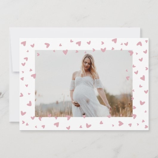 かわいいピンク象の水彩赤ちゃんシャワー写真I 招待状 (裏面)