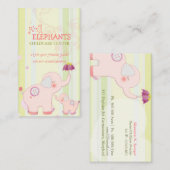 かわいいピンク象の託児所 名刺 (正面/裏面)