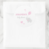 かわいいピンク象の赤ちゃんシャワーガールステッカー ラウンドシール (バッグ)