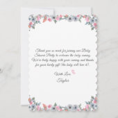 かわいいピンク象の赤ちゃんシャワーサンキューカード 招待状 (裏面)