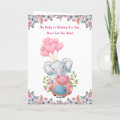 かわいいピンク象の赤ちゃんシャワー折り畳み招待状 招待状 (裏面)