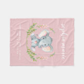 かわいいピンク象ベビーガール誕生統計 フリースブランケット (正面(横))