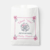 かわいいピンク象ワイルドサファリフローラベビーシャワー フェイバーバッグ (正面)
