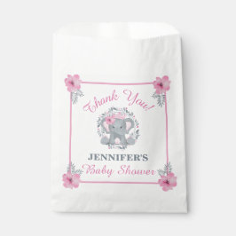 かわいいピンク象ワイルドサファリフローラベビーシャワー フェイバーバッグ