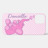 かわいいピンク象写実的なキャンデーのストライブ柄 Case-Mate iPhoneケース (裏面 (横))