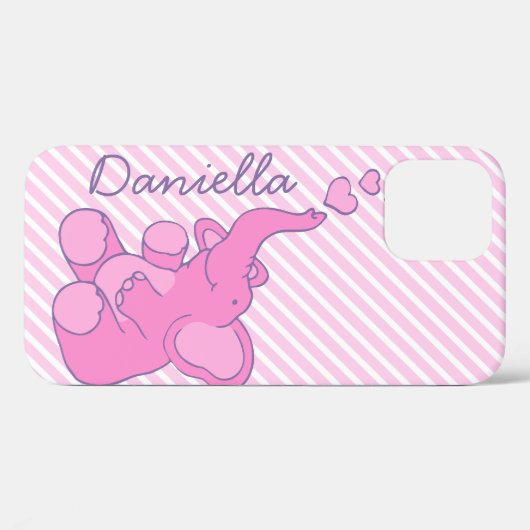 かわいいピンク象写実的なキャンデーのストライブ柄 Case-Mate iPhoneケース (裏面 (横))