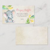 かわいいピンク象 – おむつラッフルカード エンクロージャーカード (正面/裏面)