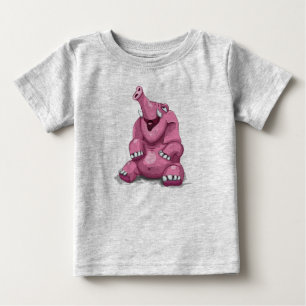 かわいいピンク象 ベビーTシャツ
