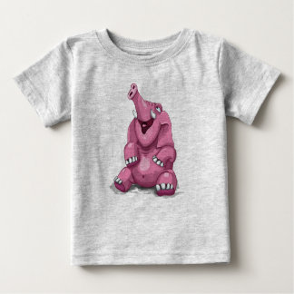 かわいいピンク象 ベビーTシャツ