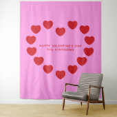 かわいいピンク赤いハートバレンタインデーパーティー背景 タペストリー (インサイチュ)