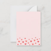 かわいいピンク赤いハートバレンタインデー ノートカード (裏面)