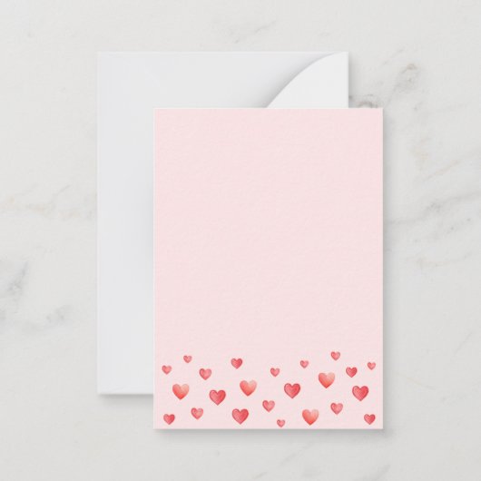 かわいいピンク赤いハートバレンタインデー ノートカード (裏面)