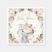 かわいいピンク赤面熱帯象の赤ちゃんシャワー スタンダードカクテルナプキン (正面)