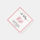 かわいいピンク足ベビーガールシャワー スタンダードカクテルナプキン (角)