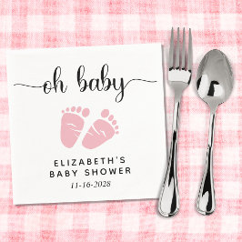 かわいいピンク足ベビーガールシャワー スタンダードカクテルナプキン