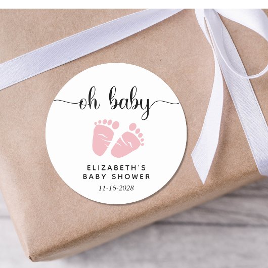 かわいいピンク足ベビーガールシャワー ラウンドシール