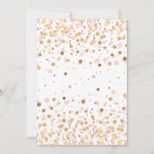 かわいいピンク金ゴールドグリッター紙吹雪ガール1st誕生日 招待状 (裏面)