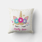 かわいいピンク金ゴールドユニコーン顔まつ毛マジカル クッション (裏面)