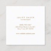 かわいいピンク金ゴールド水彩花芸術サロンスパ スクエア名刺 (裏面)