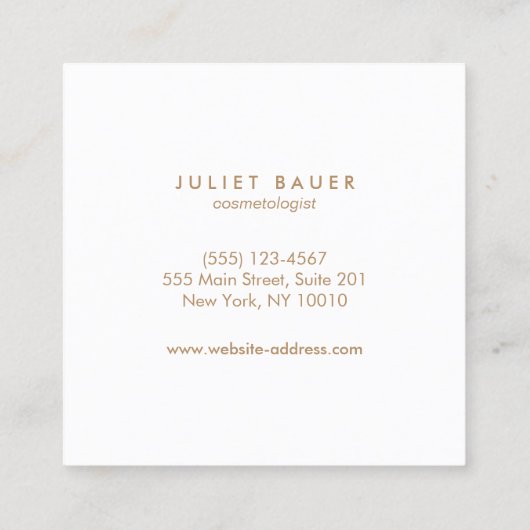 かわいいピンク金ゴールド水彩花芸術サロンスパ スクエア名刺 (裏面)