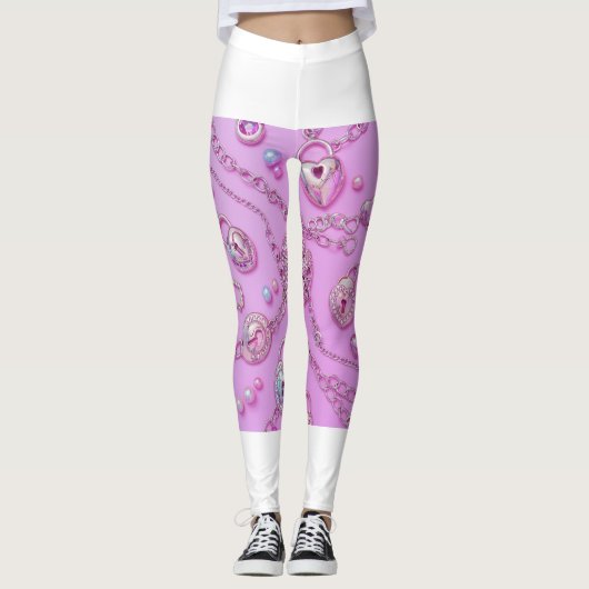 かわいいピンク鍵ネックレスレギンス🔑💖 レギンス (正面)