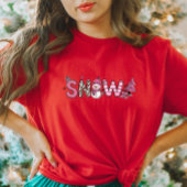 かわいいピンク雪の女性のTシャツ Tシャツ