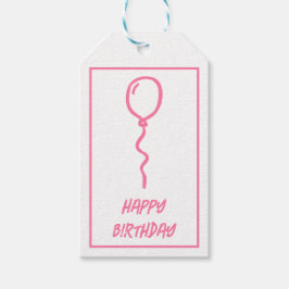 かわいいピンク風船の誕生日ギフトタグ ギフトタグ