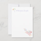 かわいいピンク飛んでいるのユニコーンパーソナライズされたフローラ ノートカード (正面)