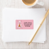 かわいいピンク食べの豚のピザ ラベル (インサイチュ)