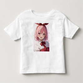 かわいいピンク髪の少女アニメイラスト トドラーTシャツ