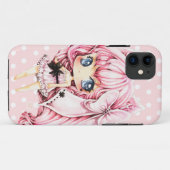 かわいいピンク髪の日本製アニメのチビ（小さくかわいく書いた感じ）の女の子 Case-Mate iPhoneケース (裏面(横))
