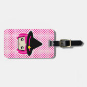 かわいいピンク髪の魔女旅行荷物タグ ラゲッジタグ (正面横)