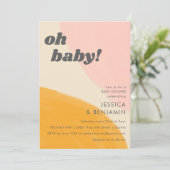 かわいいピンク黄色アブストラクトウォーターカラーベビーシャワー 招待状 (スタンド正面)